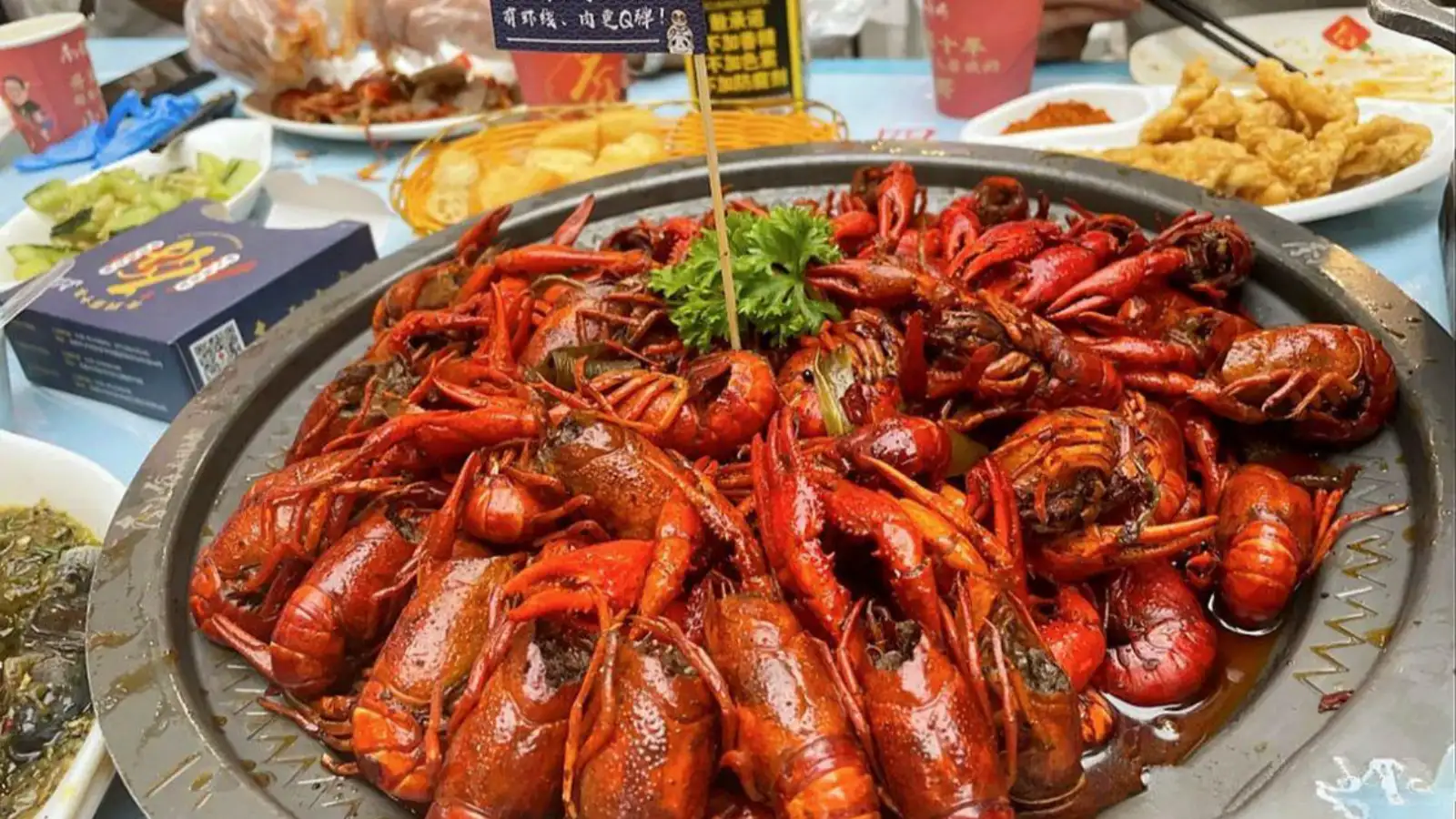 Famous Guijie spicy crawfish at iconic Hu Da local restaurant