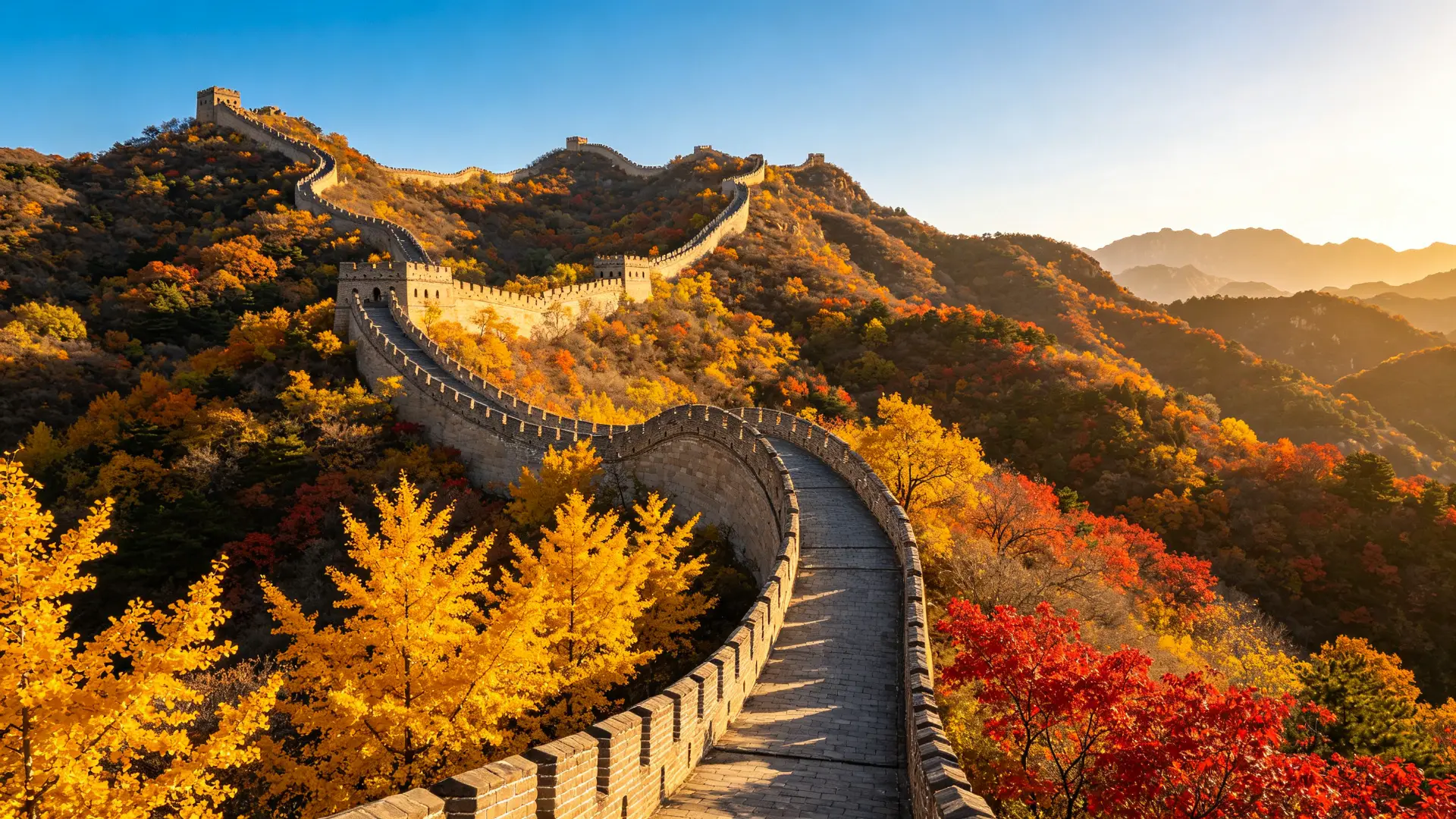 Great Wall Autumn Night Scenery